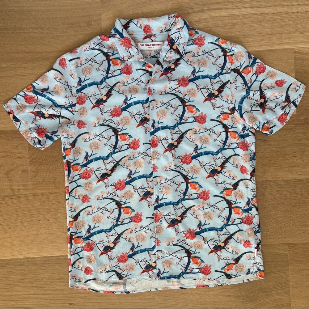 Orlebar Brown Blue and Red Floral Men's Shirt